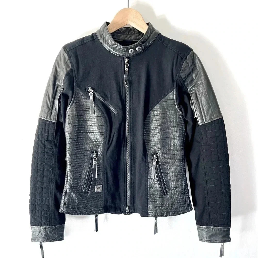 Harley Davidson Black Buffalo Hide Leather Motorcycle Jacket Women’s Size Small
